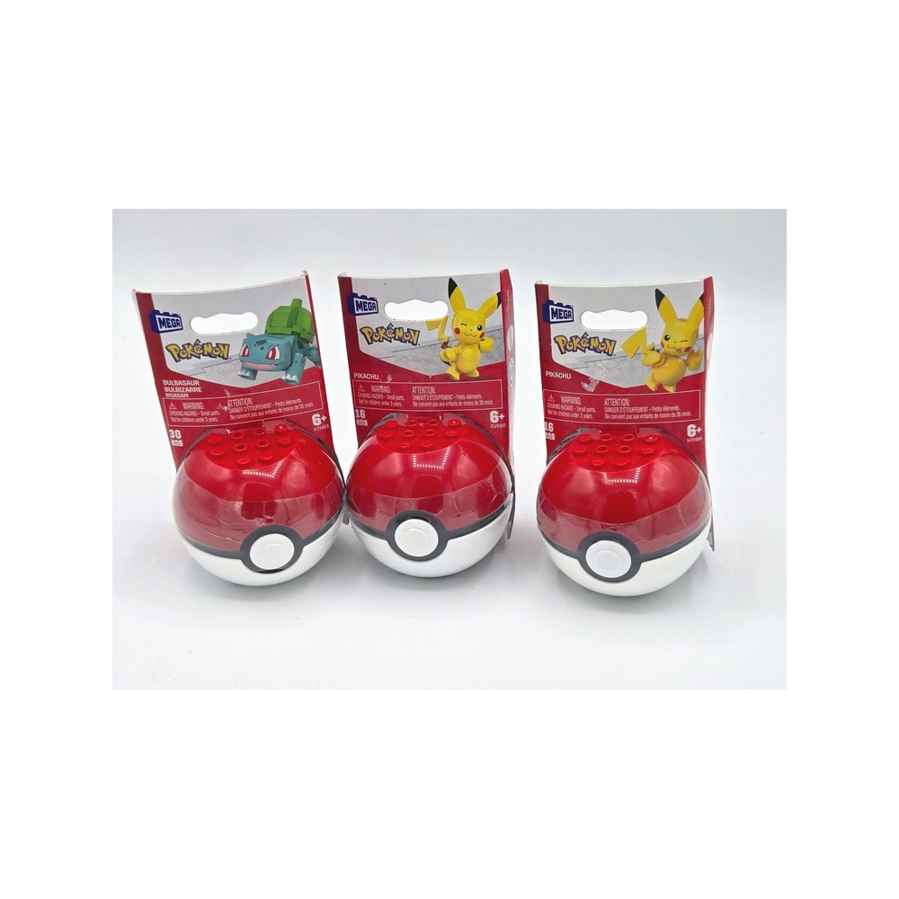 Lot of 3 Mega‎ Construx Pokemon: Pikachu, Squirtle, Bulbasaur, Charmander